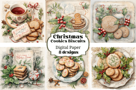 Charming Holiday Textures: 9 Christmas Cookies Biscuits Backgrounds