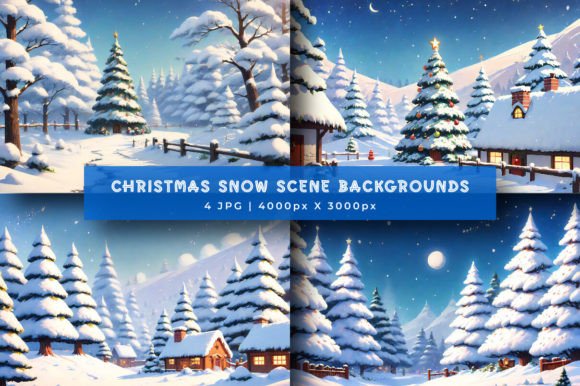 Christmas Snow Scene Backgrounds for Winter Designs