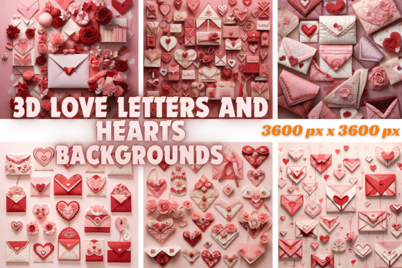 Elevate Your Designs with 3D Love Letters and Hearts Backgrounds