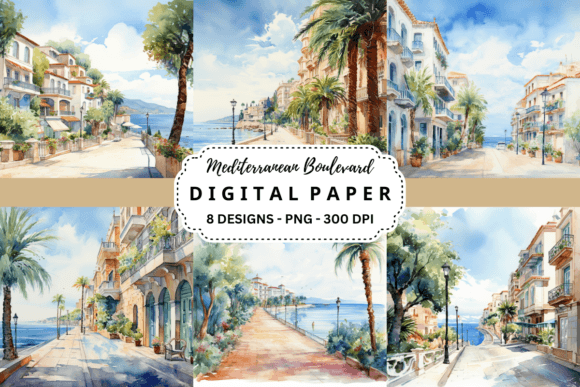 Elevate Your Designs with Mediterranean Boulevard Backgrounds