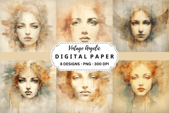 Elevate Your Projects with Watercolor Vintage Angelic Backgrounds