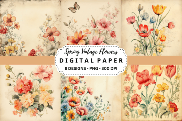 Enrich Your Designs with Spring Vintage Flowers Backgrounds