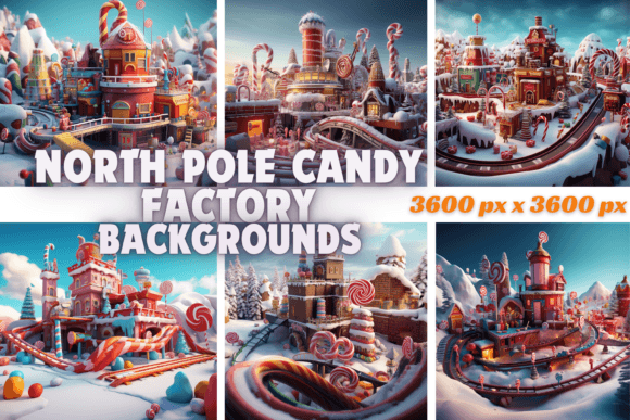 North Pole Candy Factory Backgrounds: A Sweet Design Asset
