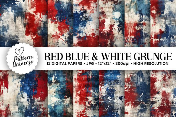 Unleash Raw Energy with Red Blue & White Grunge Backgrounds