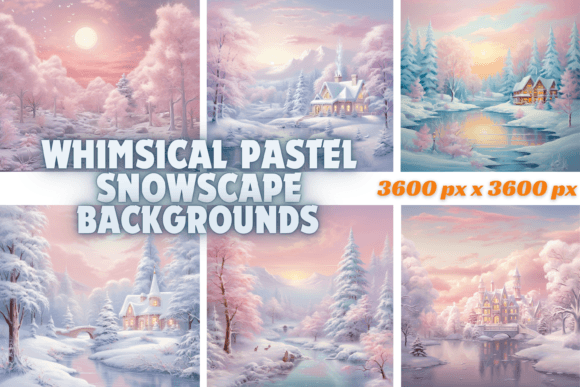 Whimsical Pastel Snowscape Backgrounds: A Creative Winter Wonderland